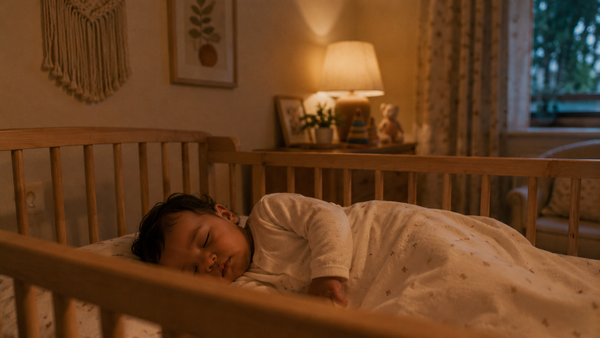 Sleeping baby in soft, warm light