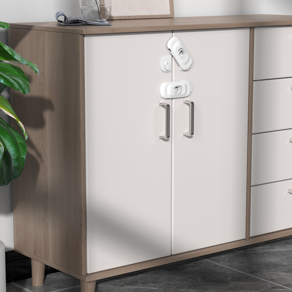 Secure Cuddle Adhesive Cabinet Lock sticks onto cabinet doors and drawers to keep curious toddlers safely out.