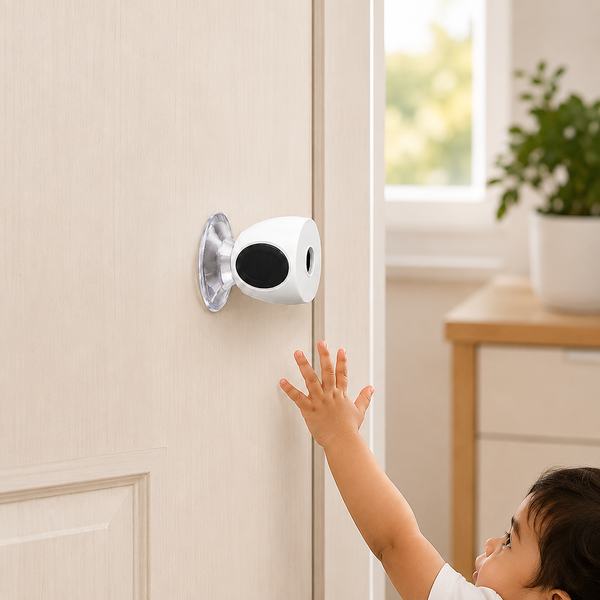 Secure Cuddle Door Knob Cover stops little hands from turning doorknobs and opening unsafe rooms